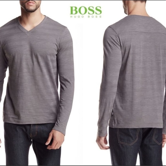 NWOT - Hugo Boss Molino V-Neck Long Sleeve Shirt - Size Medium - Picture 4 of 5